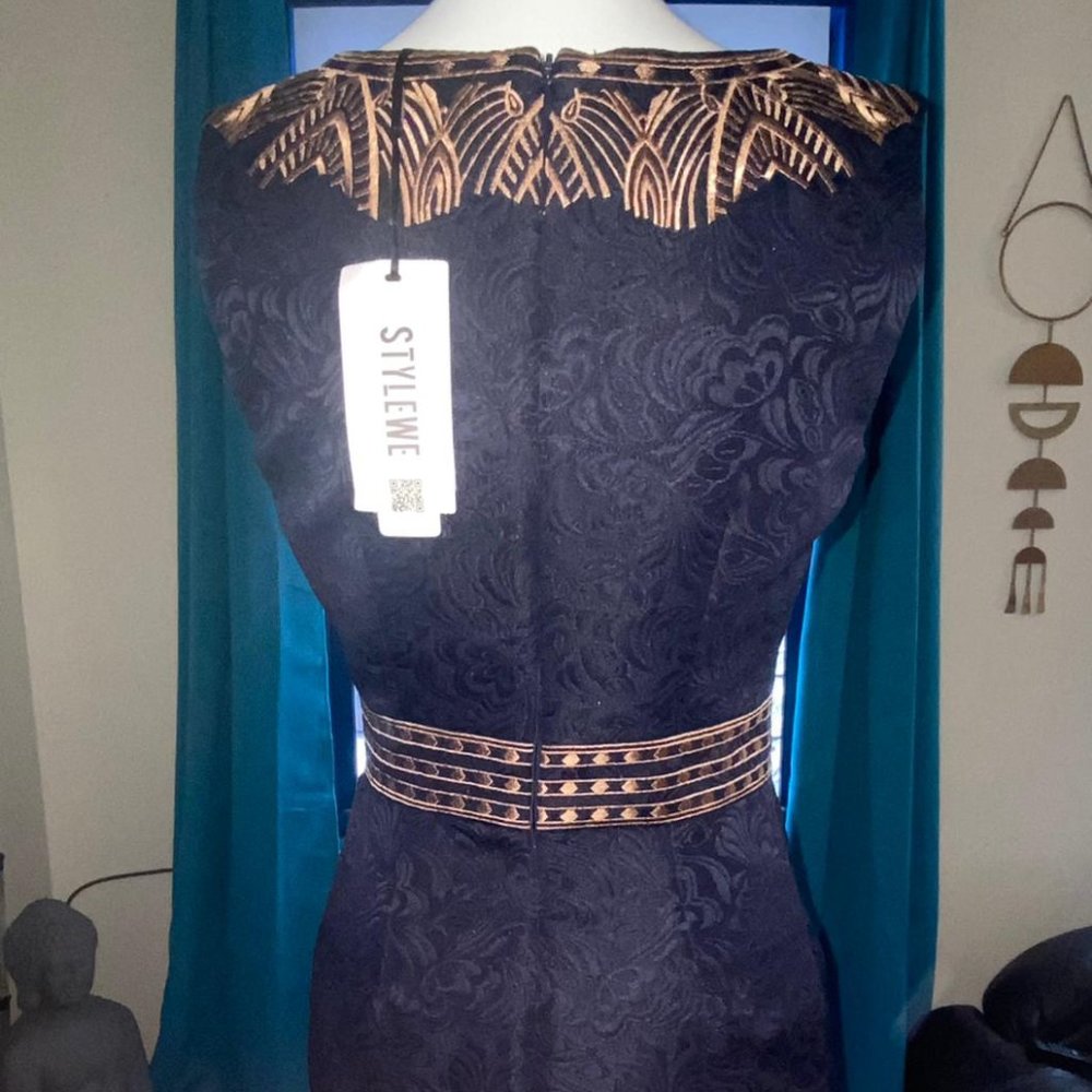 Navy Women Embroidered Mini Dress  (NWT) - Picture 14 of 16
